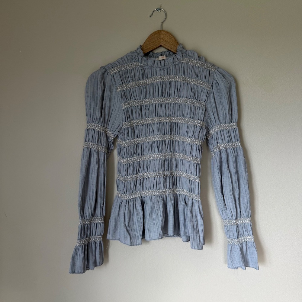 Smocked Long Sleeve Top Size Small